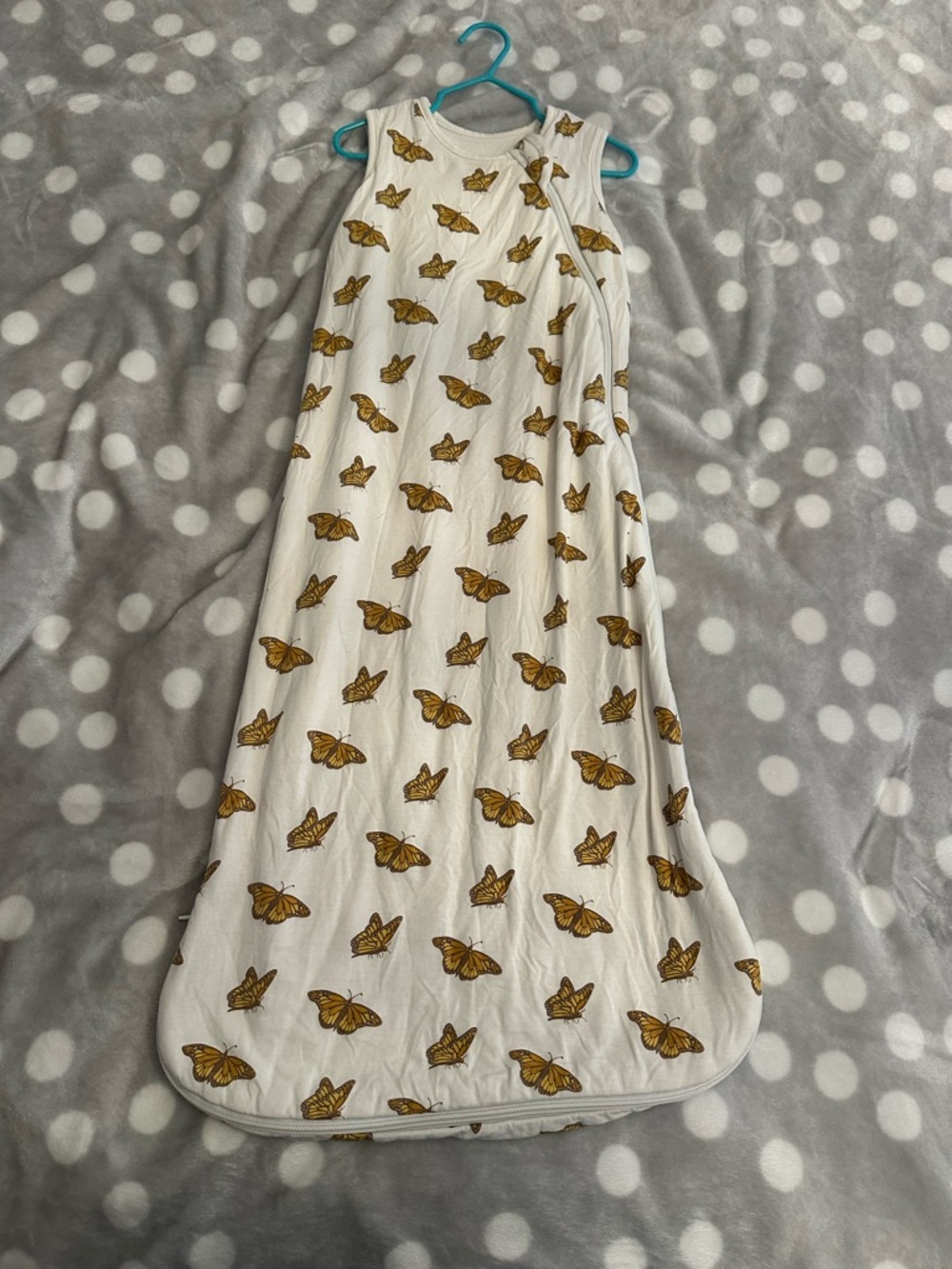 Kyte BABY White Maxi Sleep Sack with Gold Butterfly Print